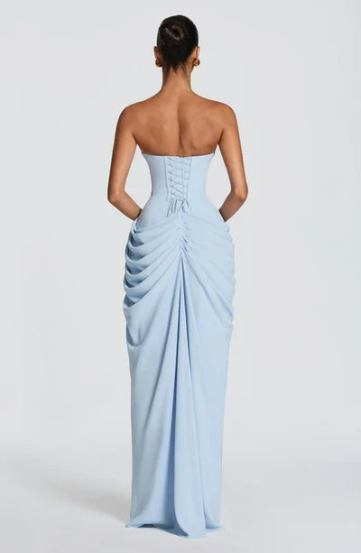 Elegantes Abend-Maxikleid, trägerloses Korsett-Design mit Schnürung, für stilvolle Damen.