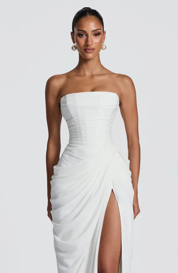 Trägerloses Korsettkleid, Damen-Maxikleid mit stilvoller Schnürung, schick für Abend & Party.