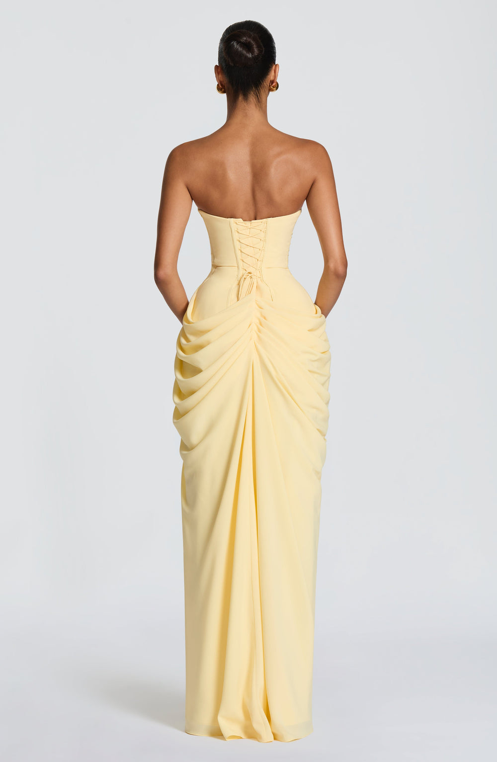 Damen trägerloses Korsett Maxikleid, elegant mit Schnürung, perfekt als Abend- oder Partykleid.
