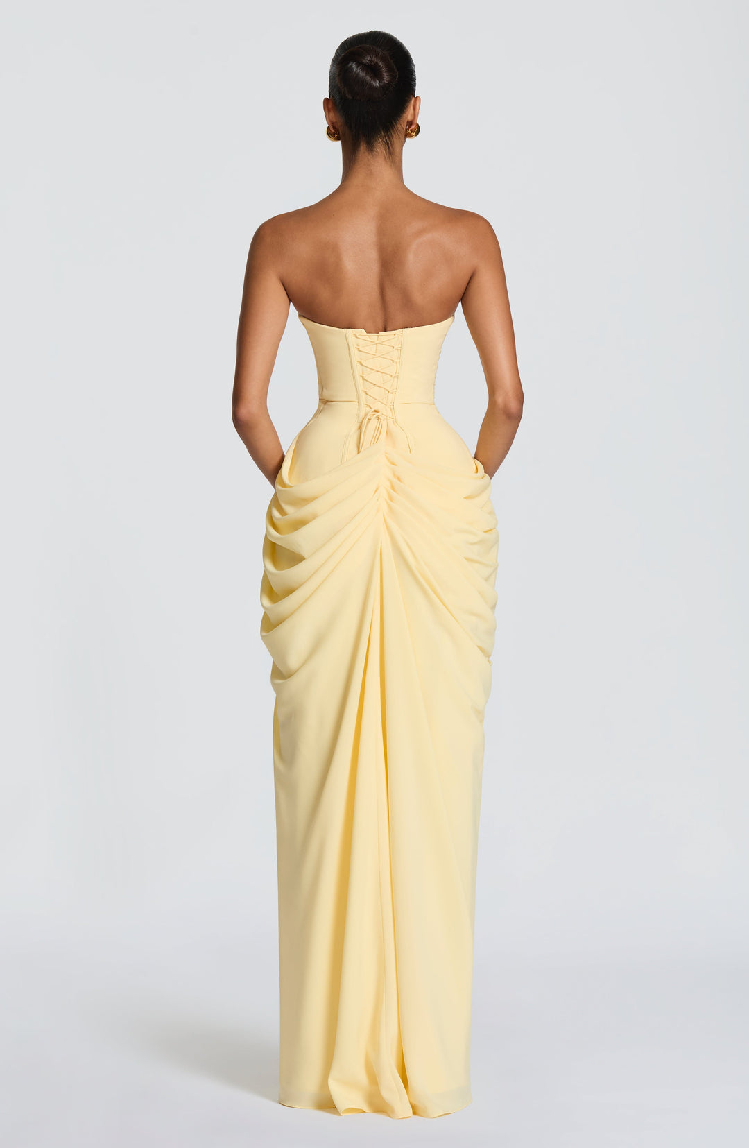 Damen trägerloses Korsett Maxikleid, elegant mit Schnürung, perfekt als Abend- oder Partykleid.