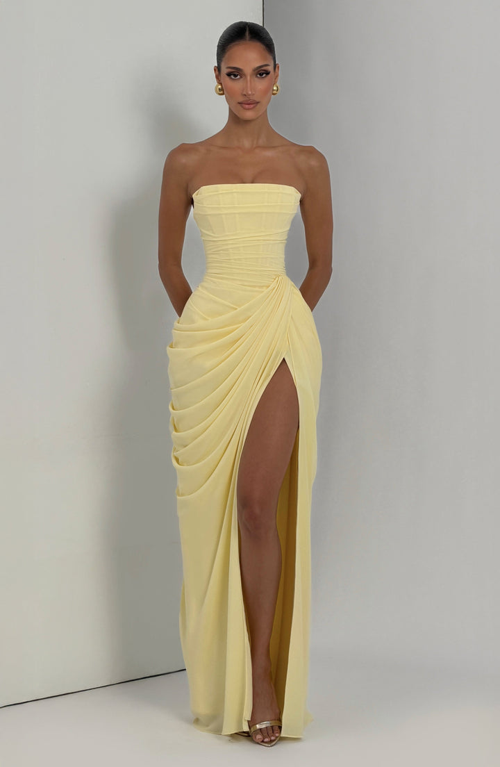 Festliches Damen-Partykleid, trägerloses Korsett Maxikleid mit Schnürung, figurbetont.
