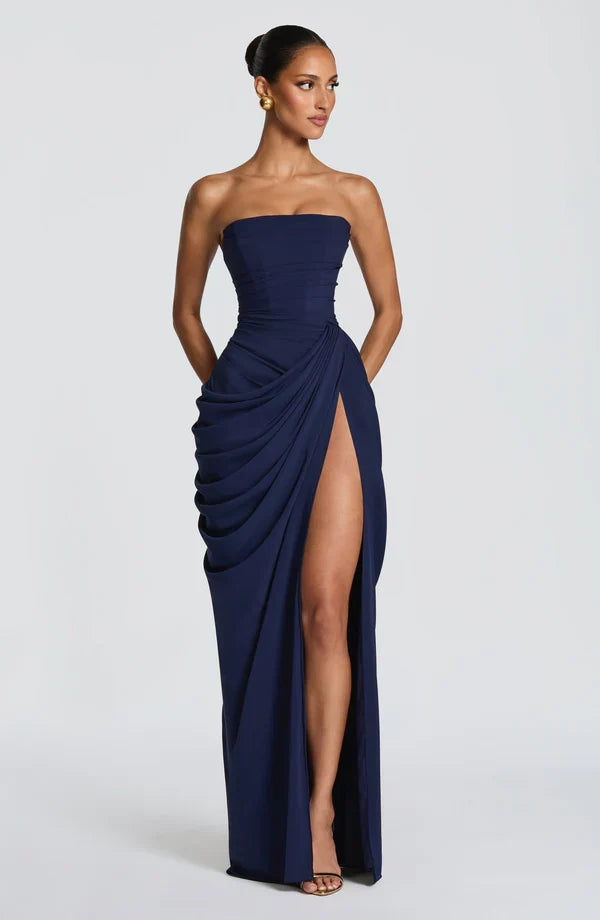 Damen-Partykleid, trägerloses Korsett-Maxikleid, mit eleganter Schnürung, festlicher Look.