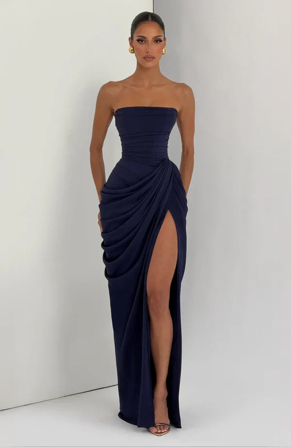 Elegantes trägerloses Korsettkleid, langes Design mit Schnürung, festliches Damen-Abendkleid.