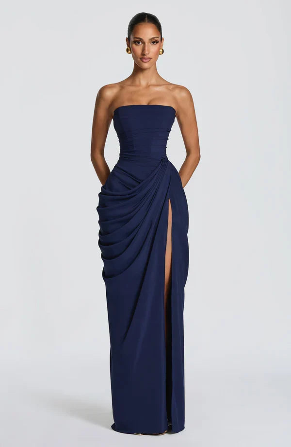 Figurbetontes trägerloses Maxikleid, Damen-Korsettkleid mit eleganter Schnürung.