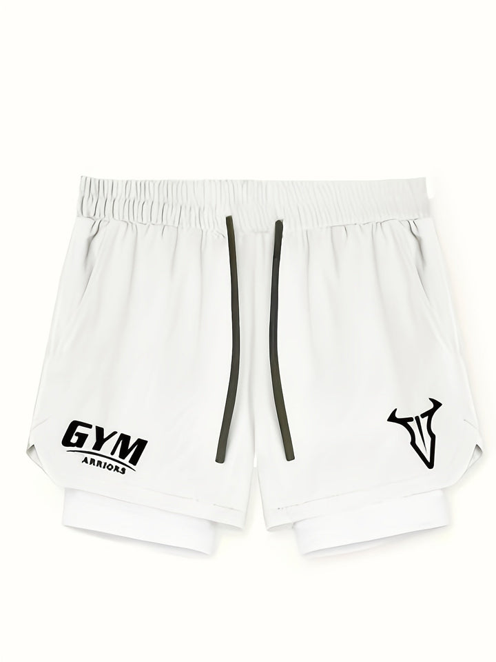 Robuste Herren Activewear Shorts, 2-in-1 für Training, Laufen & Sport.