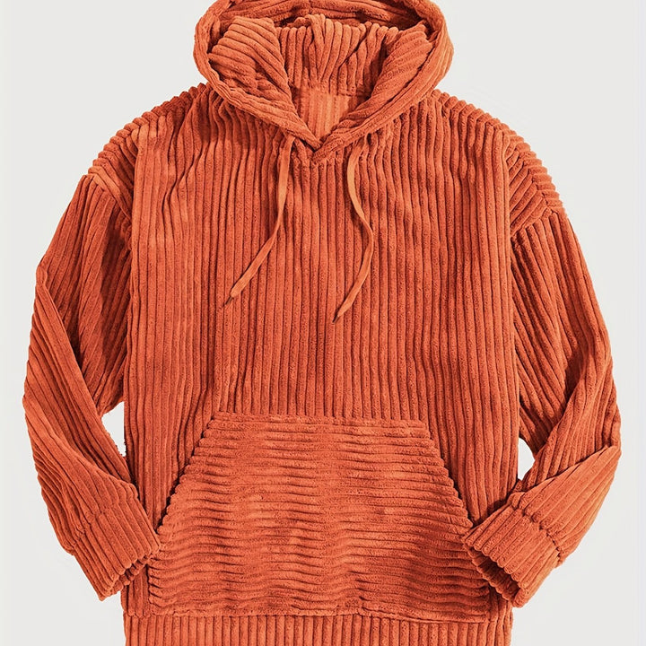 Hochwertiger Unisex Kapuzenpullover aus weichem Rippstrick, mit Kängurutasche und Kordelzug, sehr bequem.