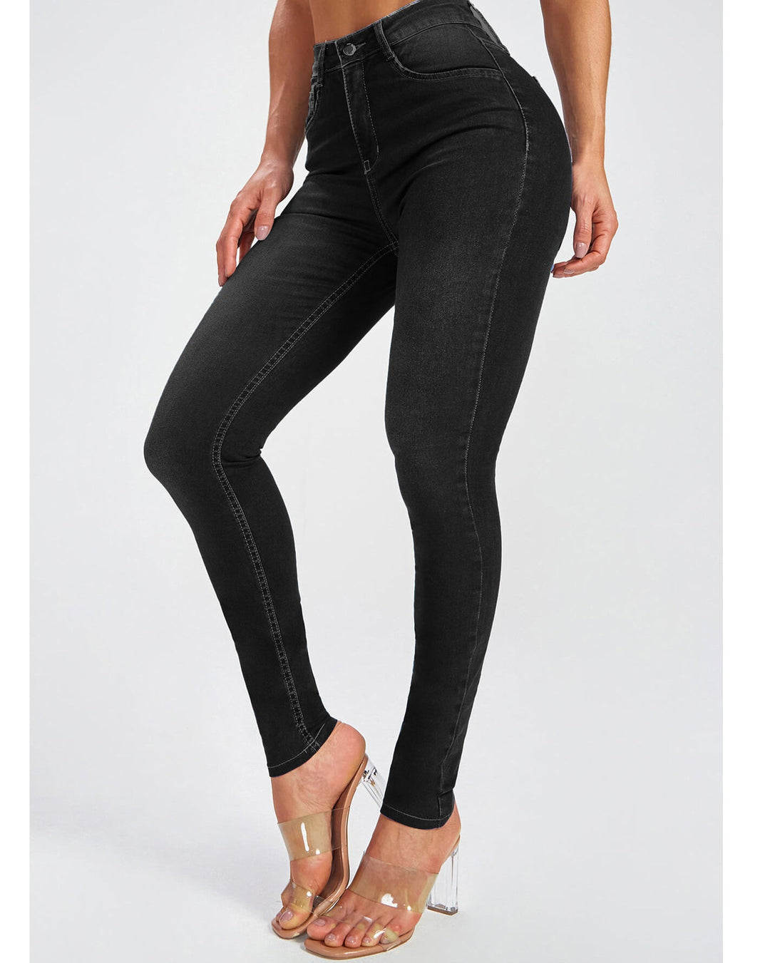 Vielseitige Damen Skinny Jeans High Waist Stretch als Basis für ein stilvolles Outfit, modische Damenhose.