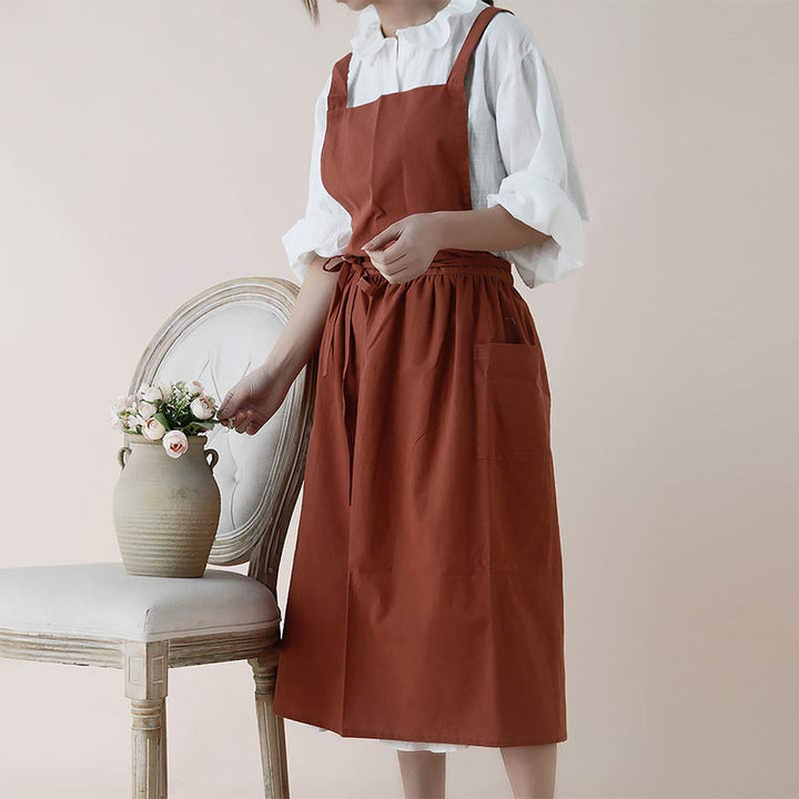 Universelle Baumwoll-Kochschürze mit Brust- & Hüfttaschen, ideal für den Küchenalltag.