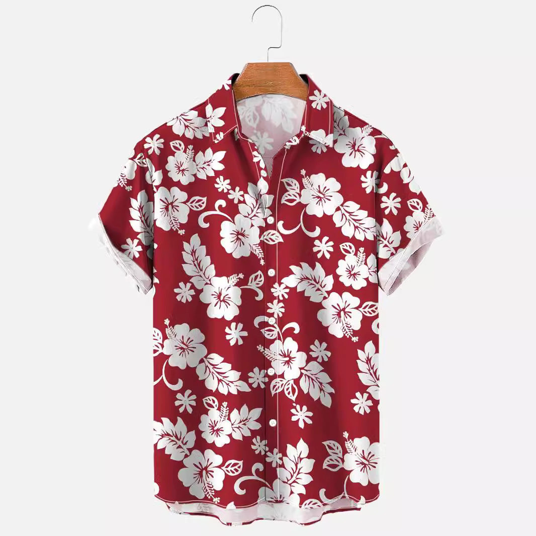 Casual Herren Kurzarmhemd mit frischem Blumenmuster. Kombiniert Komfort und modernes Design.