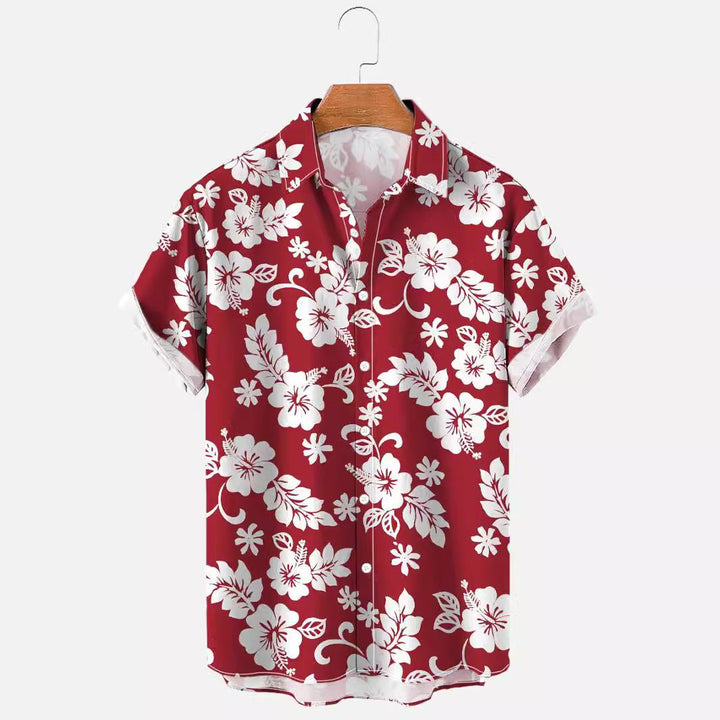 Casual Herren Kurzarmhemd mit frischem Blumenmuster. Kombiniert Komfort und modernes Design.
