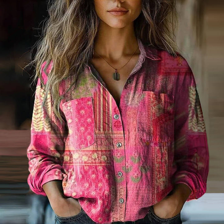 Vielseitige Damen Vintage Hemdbluse, lockeres Oberteil für einen eleganten, komfortablen Look im Alltag.