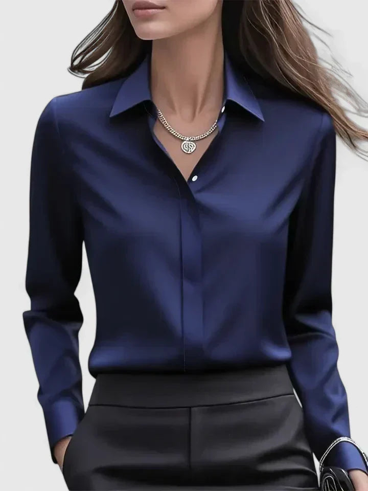 Elegantes und vielseitiges Damen Langarmtop in Schwarz, perfekt für Business, Freizeit und Anlässe.