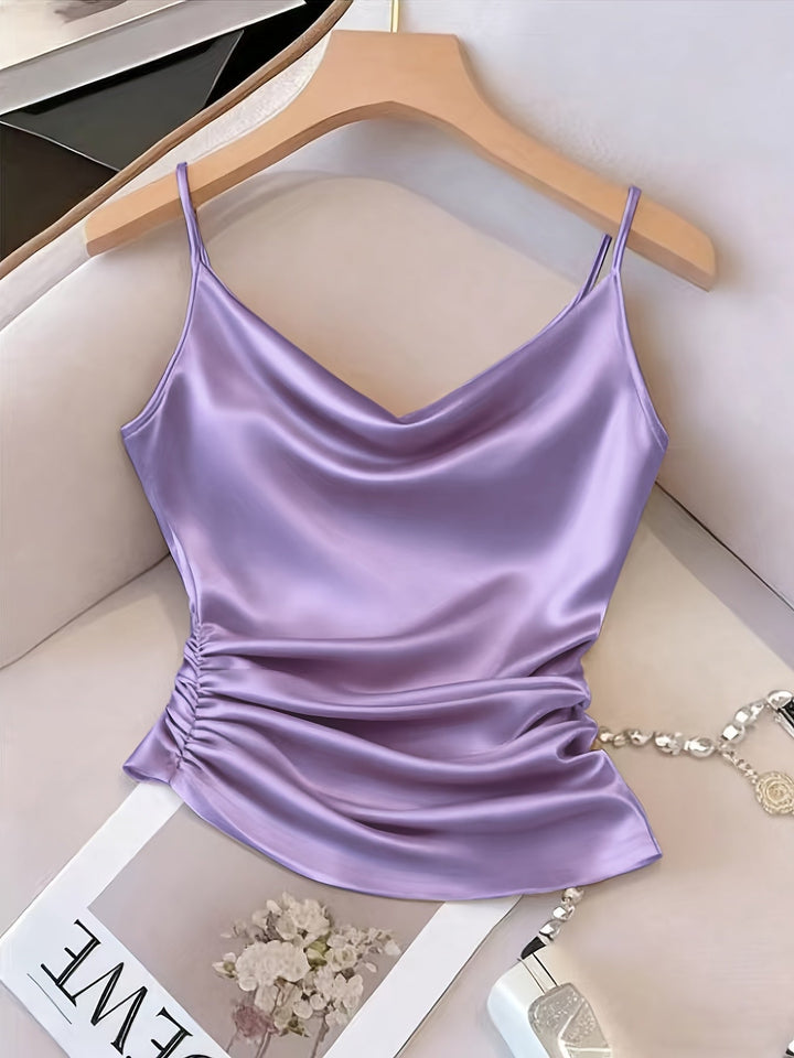 Modisches Spaghettiträger-Top für Frauen, eleganter Wasserfallausschnitt, ideal für Frühling & Sommer.