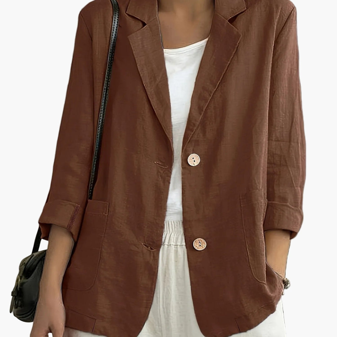 Zeitloser Damen Business Blazer; vielseitige Jacke mit 3/4 Ärmeln für Frühling & Sommer Mode.