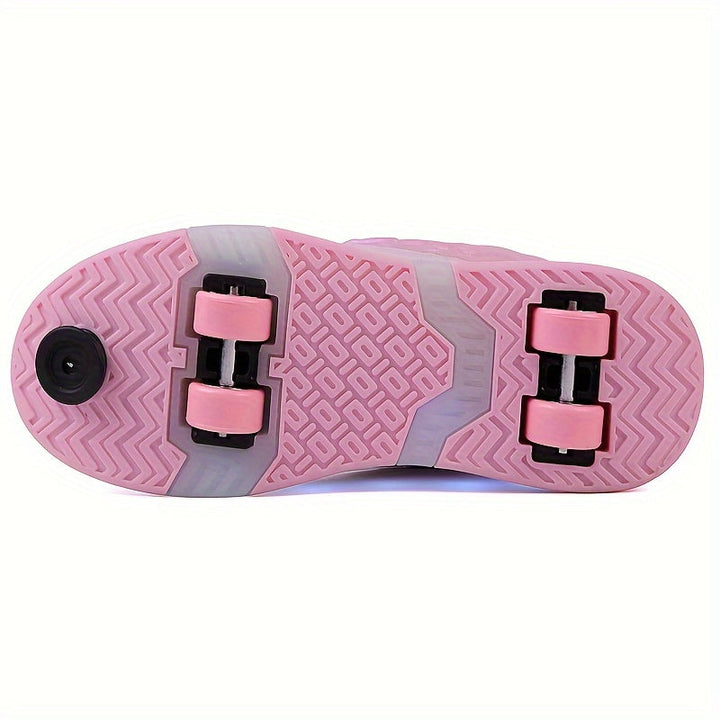 Blaue Kinder LED-Schuhe mit Rollen und abnehmbaren Flügeln, perfekte Leuchtschuhe für aktive Kinder, Unisex-Modell.