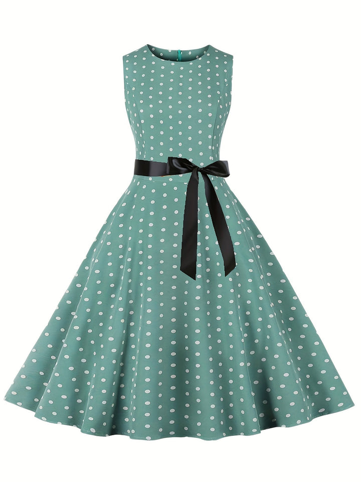Vintage Polka Dot Rockabilly Kleid für Damen, zeitloser Eleganz im Retro-Stil.