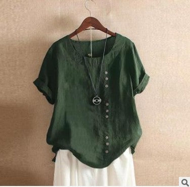 Vielseitiges Damen Oberteil mit elegantem Schrägknopf, perfekt für lässige Eleganz.