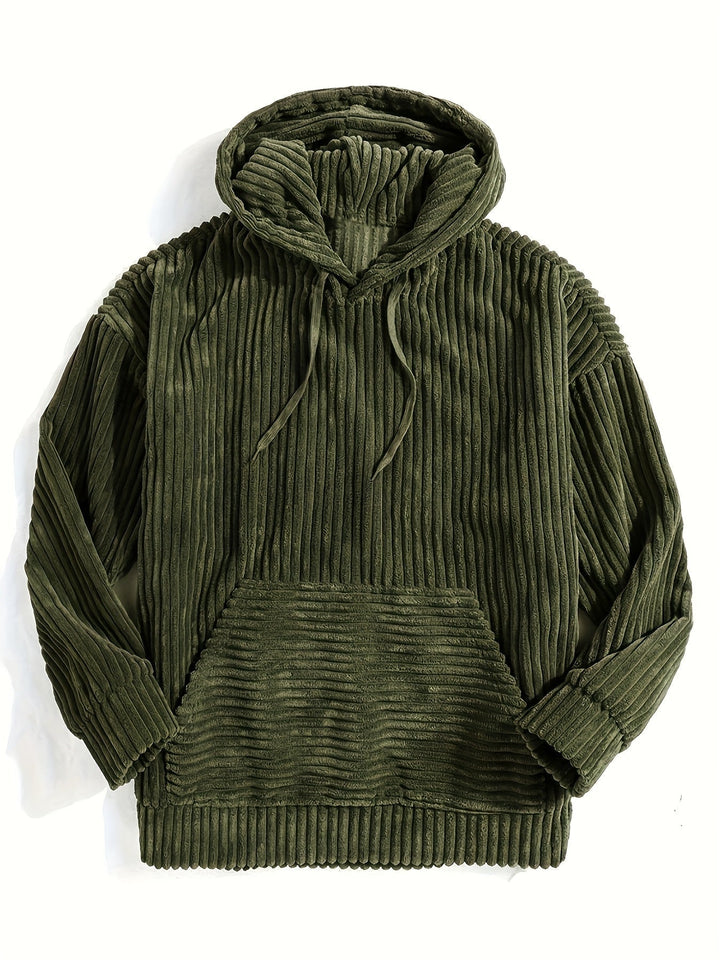 Lässiger Herbst/Winter Kapuzenpullover aus Rippstrick, unisex, mit Fronttasche; perfekt für gemütliche Tage.