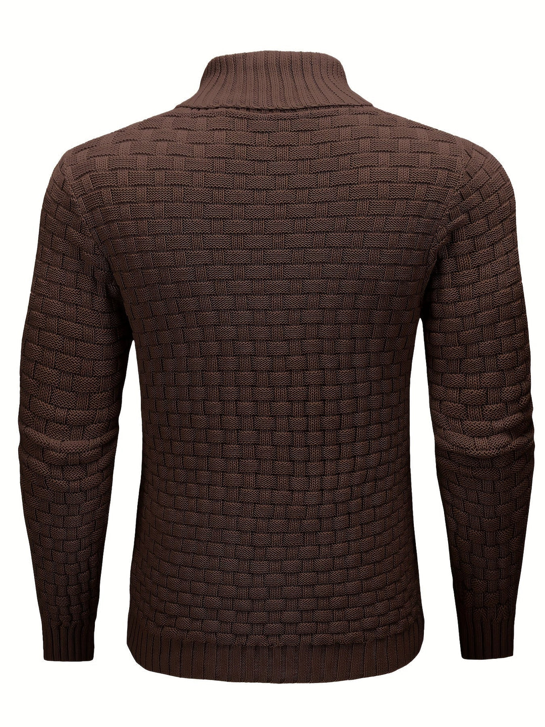 Weicher Herren Pullover mit Waffelstruktur und Schalkragen für luxuriösen Winterkomfort.