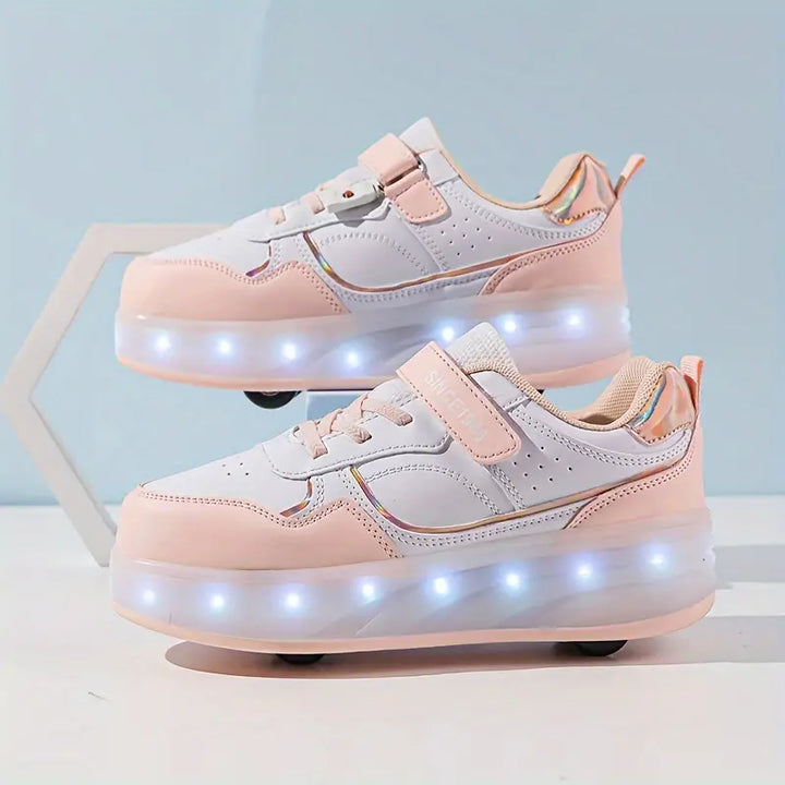 Modische Kinder Rollen-Sneaker mit leuchtenden LED-Sohlen. Vielseitige Freizeitschuhe für jedes Kind.