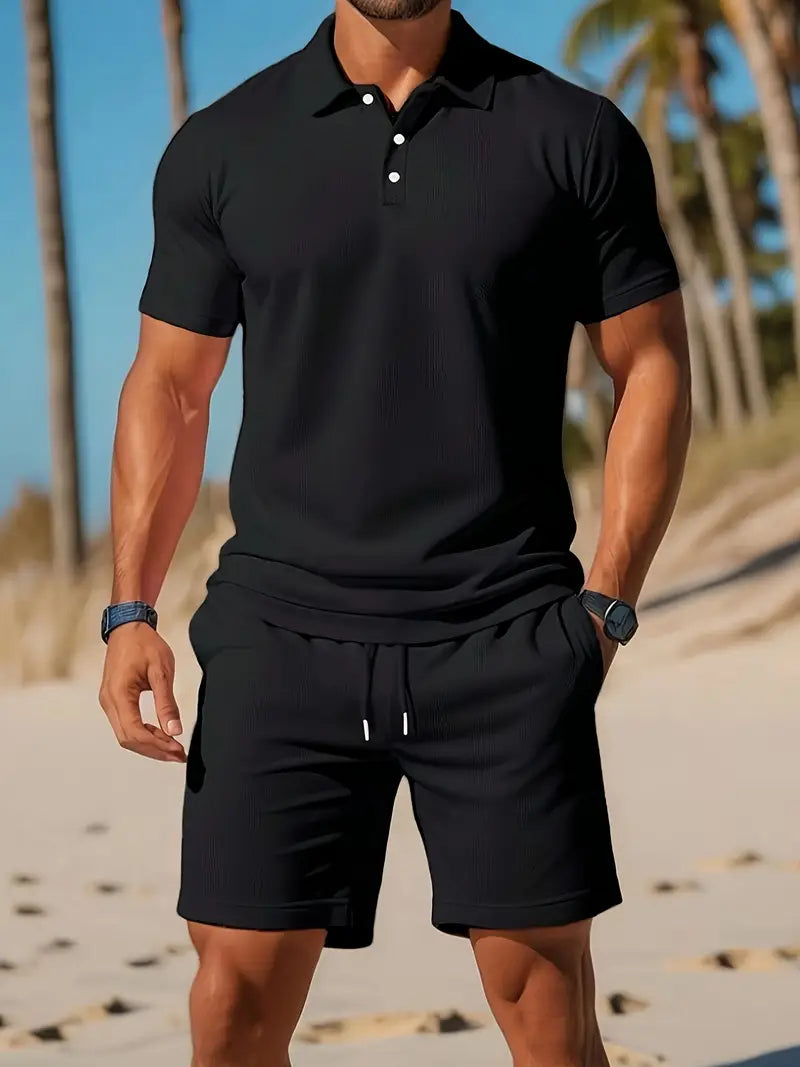 Herren Kurzarm-Shirt & Shorts Set, bequem & stilvoll für den Sommer.