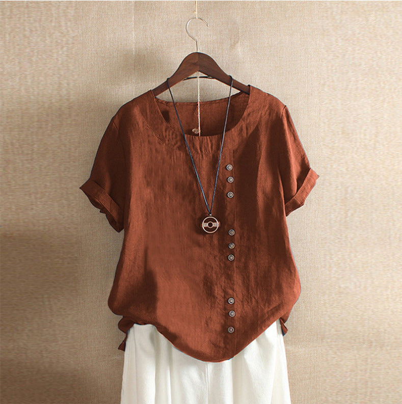 Modisches Damen Kurzarm-Blusenshirt von Mullers-Modehaus, ideal für Freizeit & Sommer.