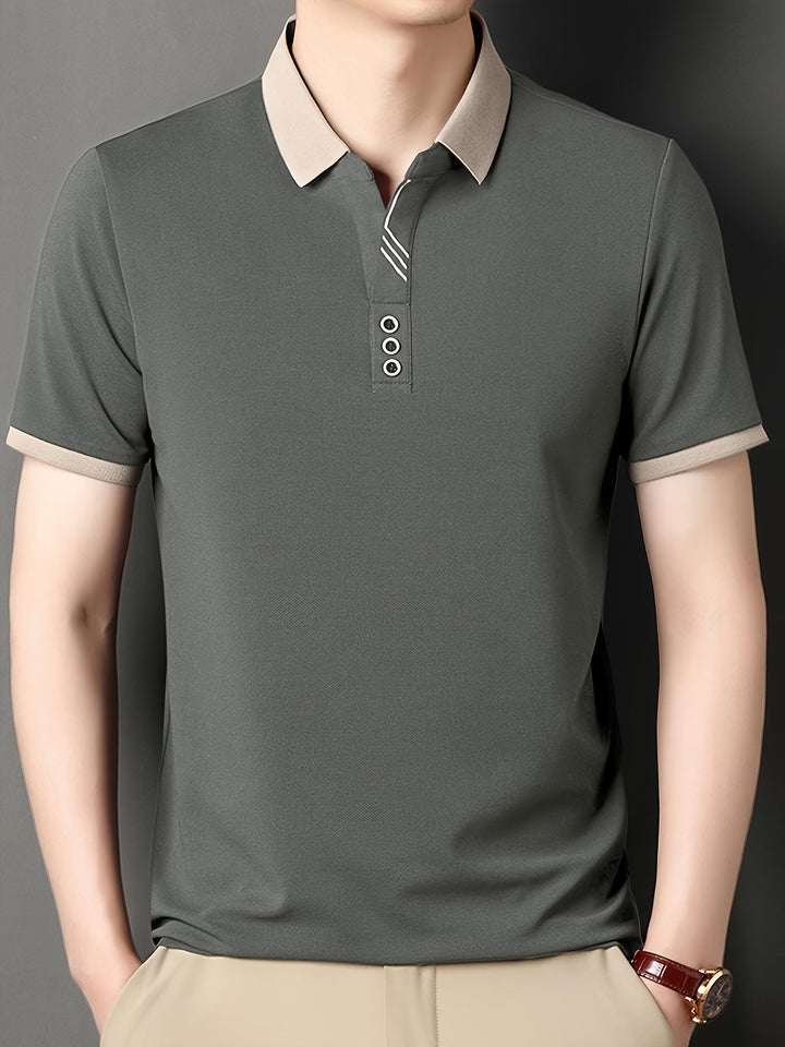 Detailansicht: Kontrastkragen des eleganten Herren Poloshirts. Perfekt für Freizeit & Business.