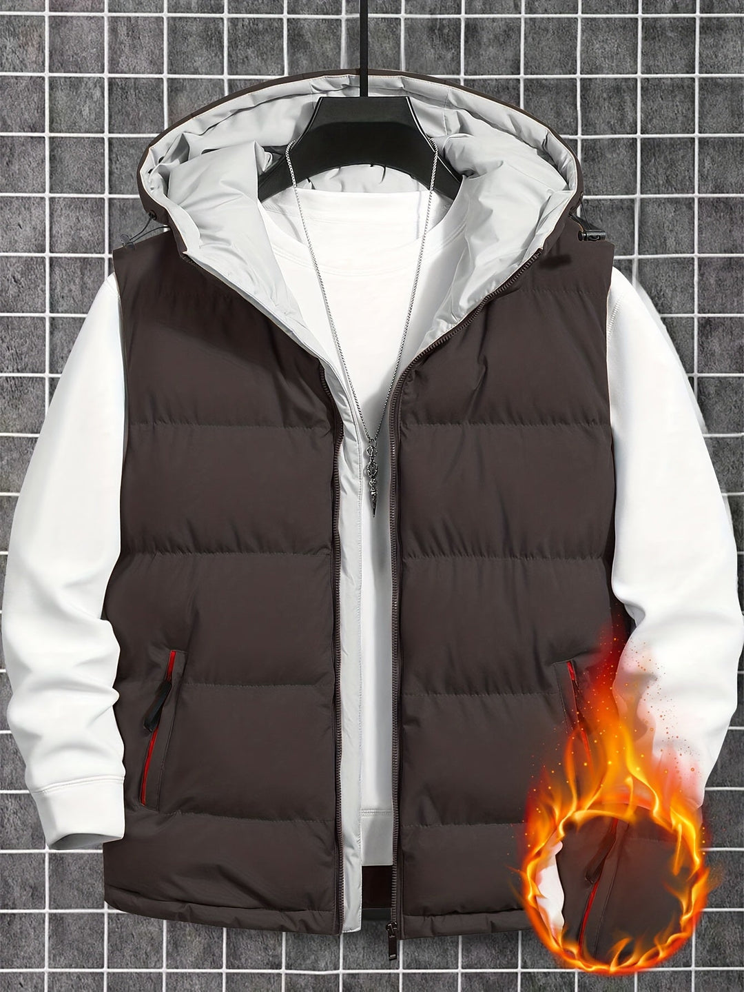 Gesteppte Herren Kapuzenweste, warm, bequem und stilvoll, für Freizeit und Outdoor.