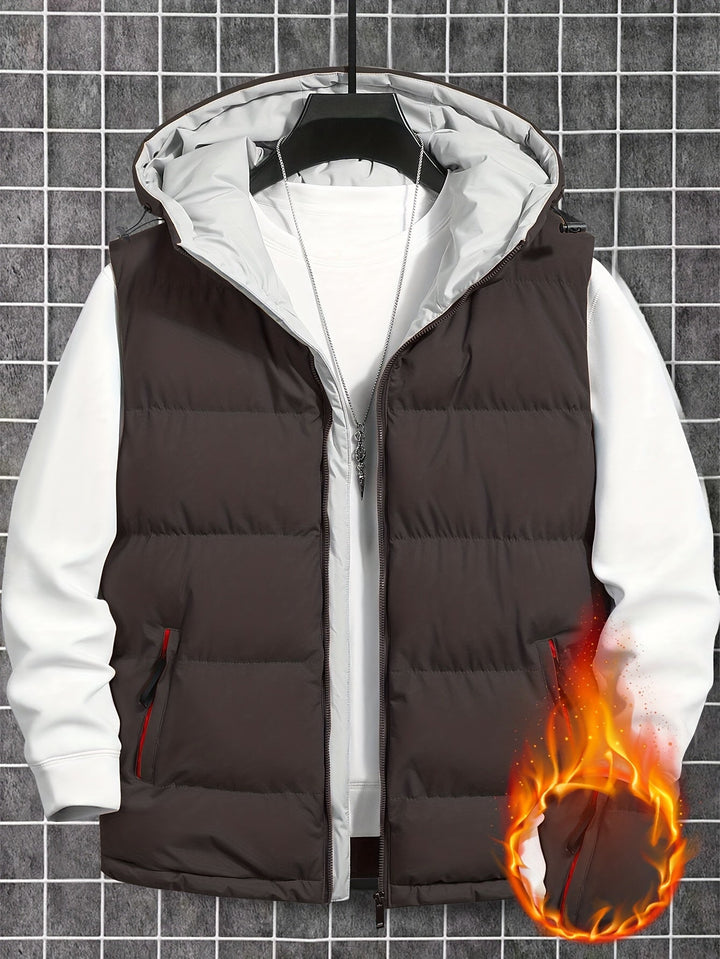 Gesteppte Herren Kapuzenweste, warm, bequem und stilvoll, für Freizeit und Outdoor.