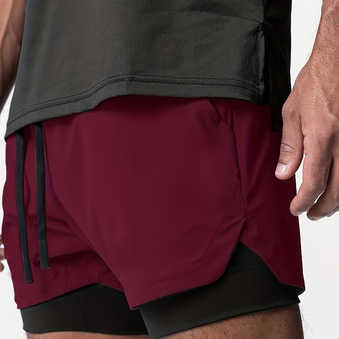 Herren Sportshorts 2-in-1 für Performance, mit Taschen, ideal für Laufen.