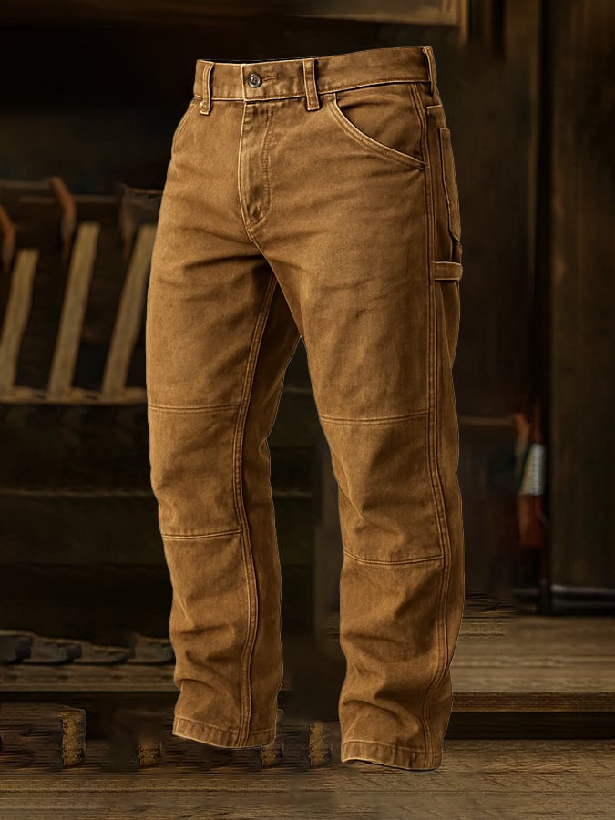 Camel Herrenhose, Retro Regular Fit. Komfortable, knitterfreie Stretchhose für den modernen Mann.