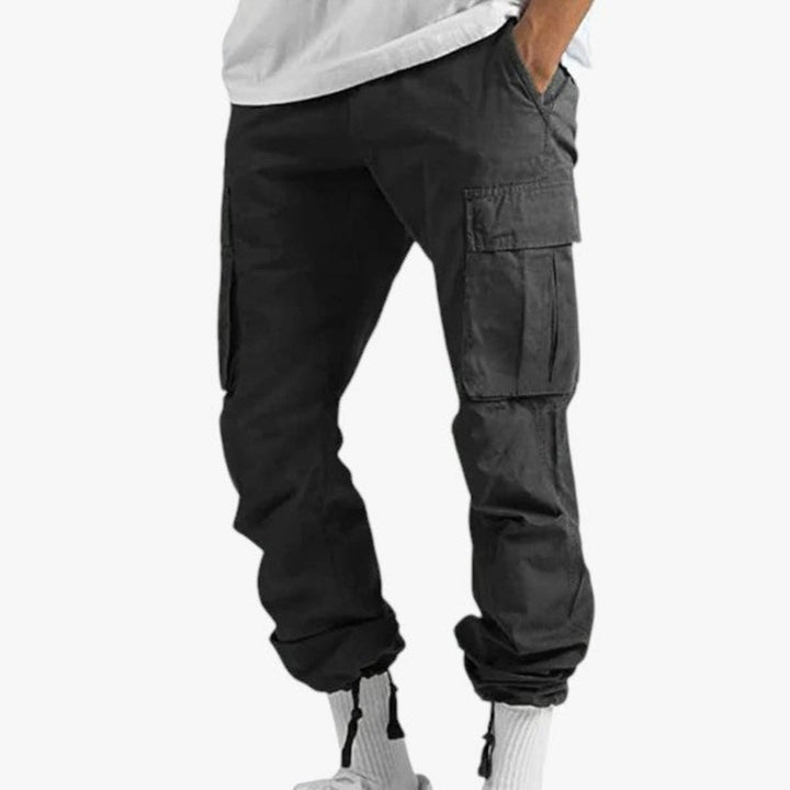 Herren Cargohose einfarbig mit vielen Taschen, robust und bequem für Freizeit & Alltag.