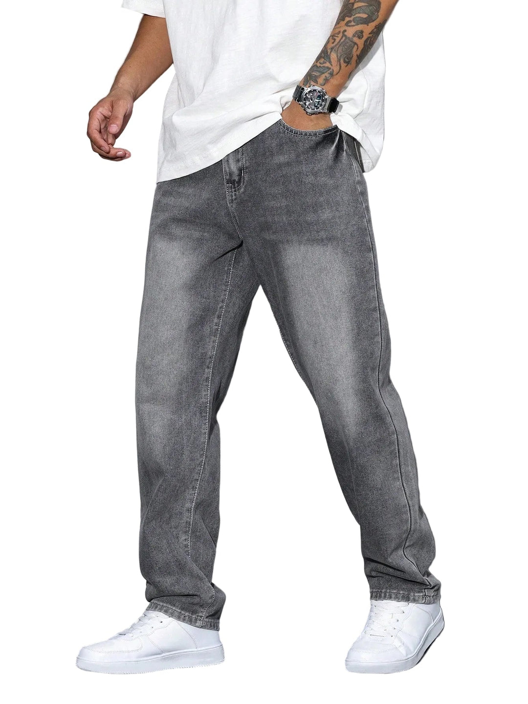 Elegante Herrenjeans mit geradem Bein in klassischem Design für zeitlosen Alltagsstil.