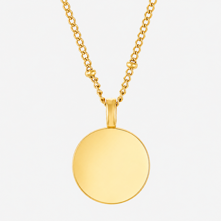 Zeitlose wasserdichte Medaillon Halskette für Damen in Gold aus robustem Edelstahl.