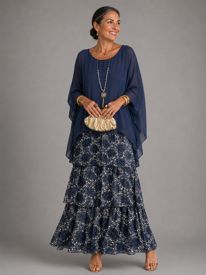 Festliches, langes Damen Abendkleid; ideal für Galas, Hochzeiten und elegante Herbstpartys.