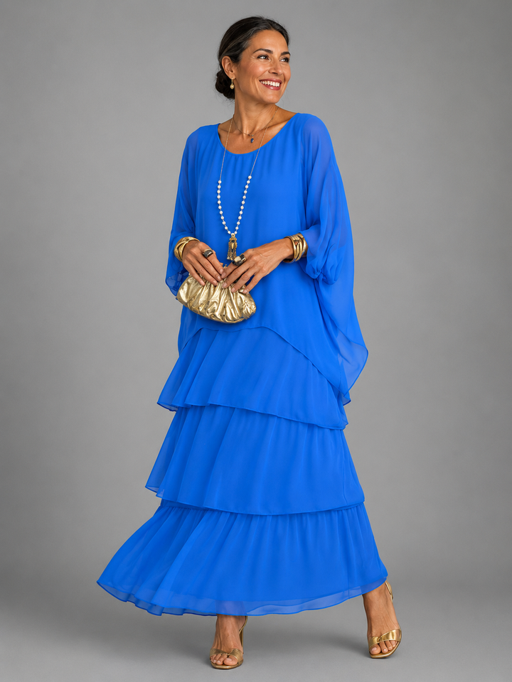 Komfortables, langes Damen Abendkleid, fließend & stilvoll; perfekt für verschiedene Herbstanlässe.