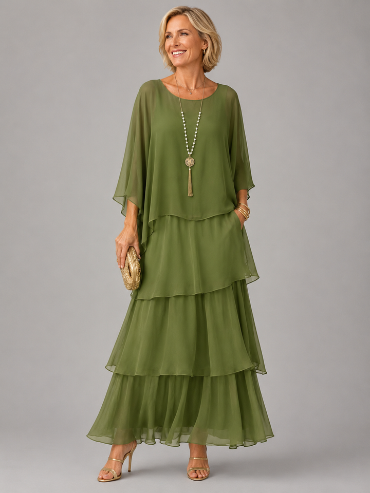 Elegantes langes Damen Abendkleid mit schmeichelhafter Drapierung; ideal für festliche Anlässe.