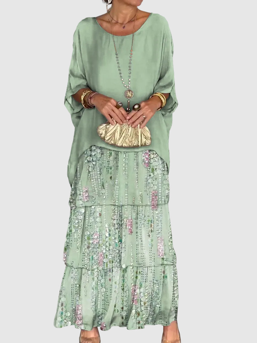 Langes Damen Abendkleid, elegant & festlich, ideal als Herbstkleid für besondere Abendmode.