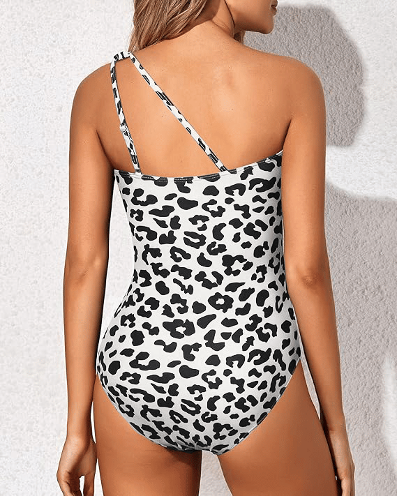 Moderner Damen Badeanzug mit Ein-Schulter-Design & Bauchkontrolle für stilvollen Sommer-Look.