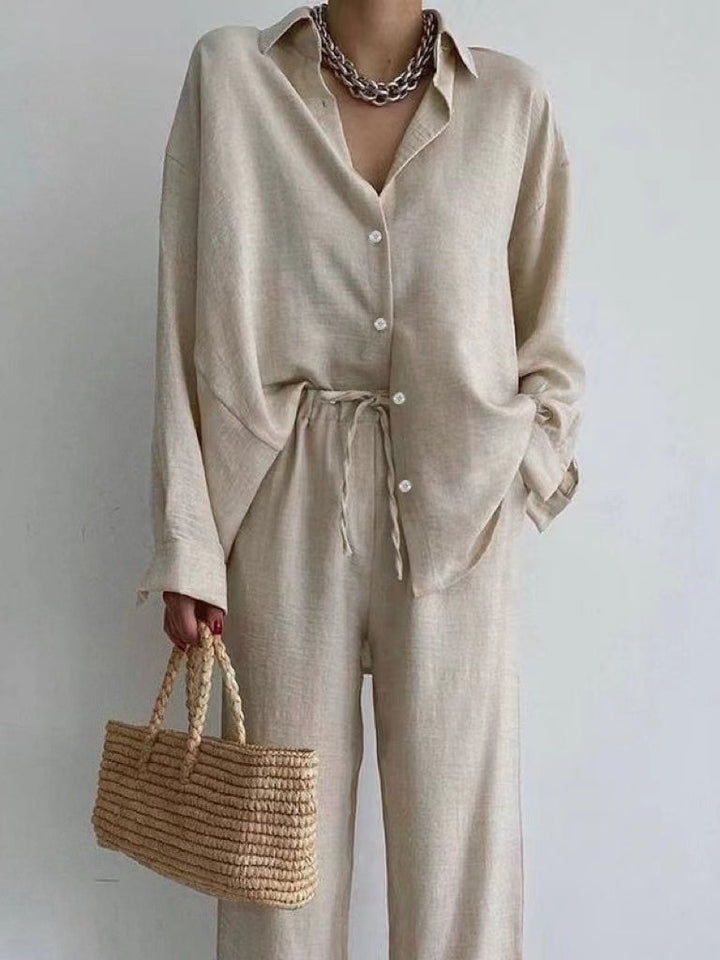 Eleganter Zweiteiler Damen: Bequemes Loungewear Set mit weitem Oberteil und weiter Hose für stilvollen Alltagskomfort.