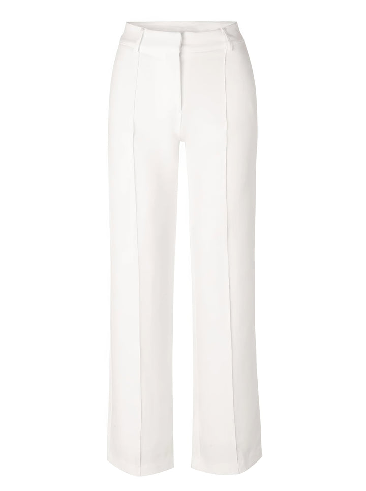Nahaufnahme Stoff: Elegante schwarze Damen Hochbund Hose, weich und strukturiert. Bequem für Büro.