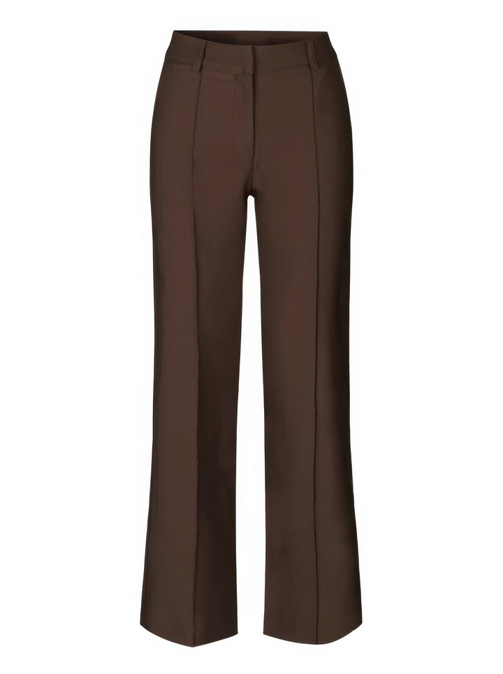 Rückansicht elegante schwarze Damen Hochbund Hose, perfekte Passform für stilvolle Herbst-/Winter-Looks.