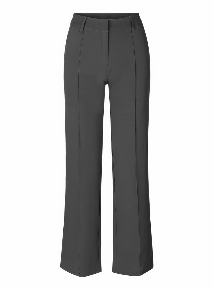 Elegante schwarze Hochbund Hose für Damen, Vorderansicht mit stilvollem Schnitt. Ideal als Bürohose.