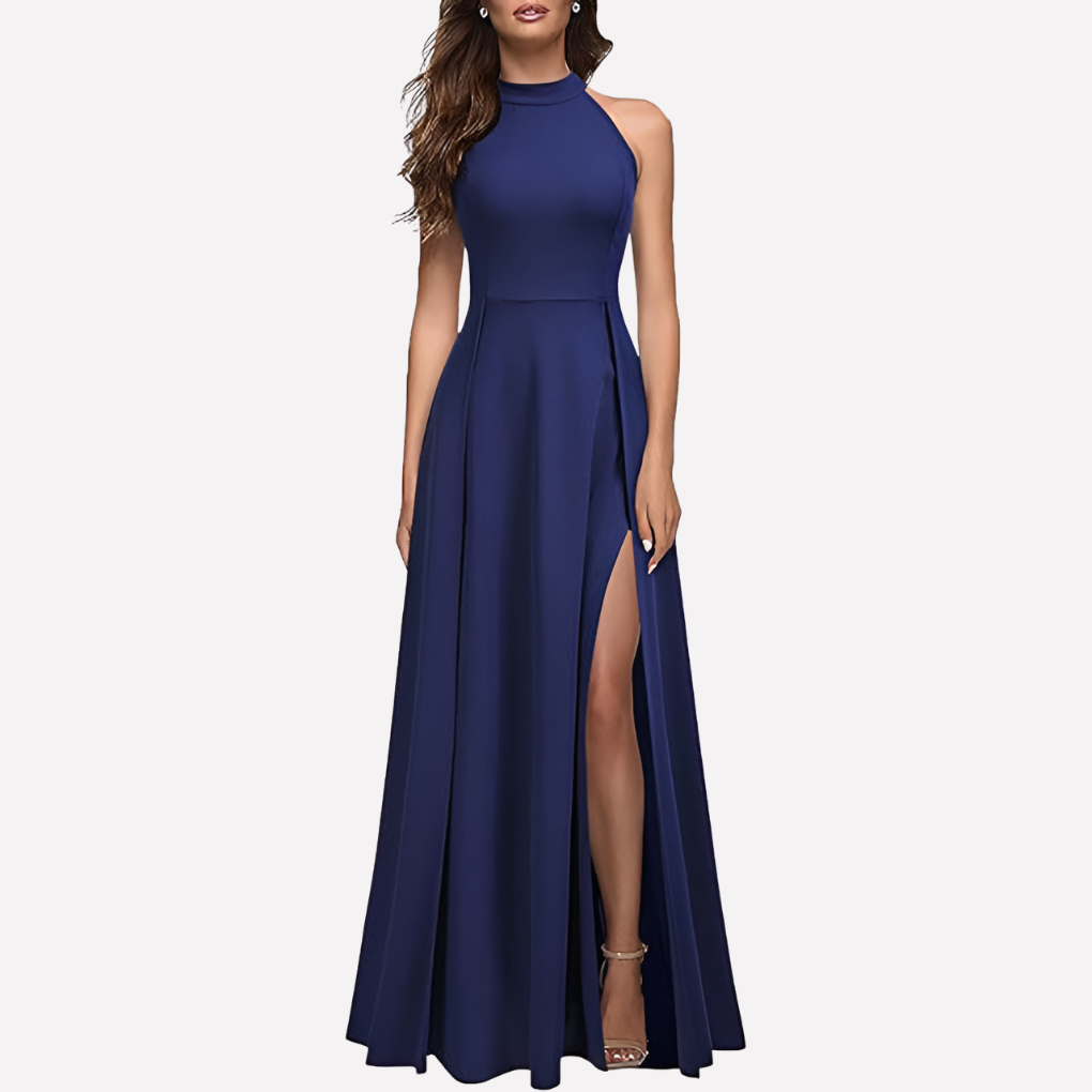 Elegantes langes Damen Maxikleid für Hochzeitsgäste, festlich und fließend.