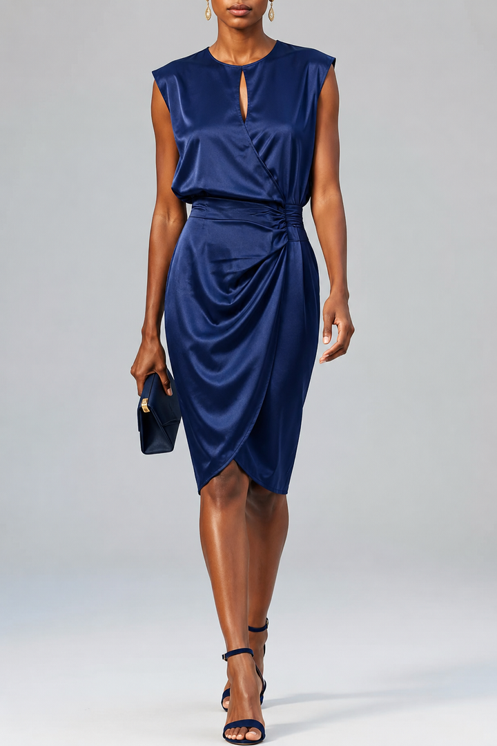 Glänzendes Damen-Abendkleid in Schwarz, schmal geschnitten, für gehobene Veranstaltungen.