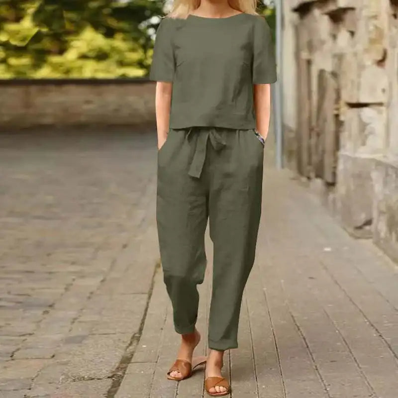 Modisches Jumpsuit-Set für Damen, elegant & komfortabel. Vielseitiger Zweiteiler, ideal für Frühling, Sommer & Herbst.