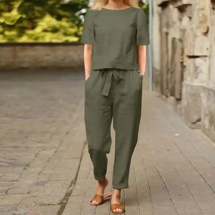 Modisches Jumpsuit-Set für Damen, elegant & komfortabel. Vielseitiger Zweiteiler, ideal für Frühling, Sommer & Herbst.