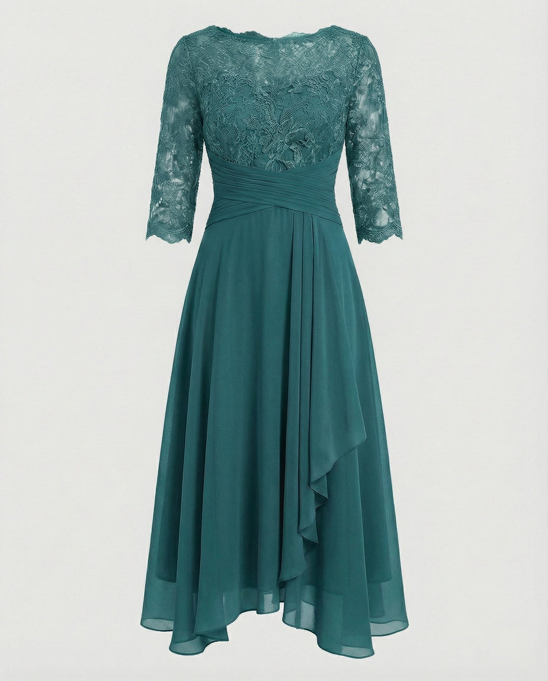 Grünes, fließendes Maxikleid, elegant und lang, perfekt für besondere Anlässe und Abende.
