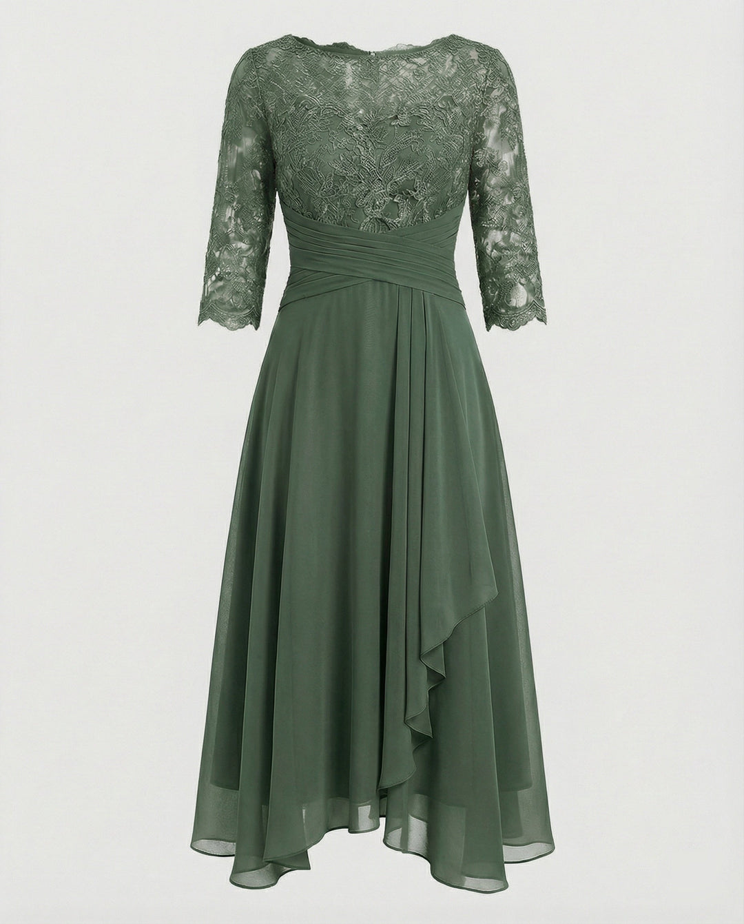 Beiges fließendes Damenkleid, elegant & lang, perfekt als festliches Kleid für Hochzeiten.