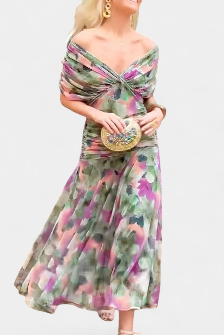 Off-Shoulder Maxikleid, elegant und festlich, ein langes Abendkleid für anspruchsvolle Damen.